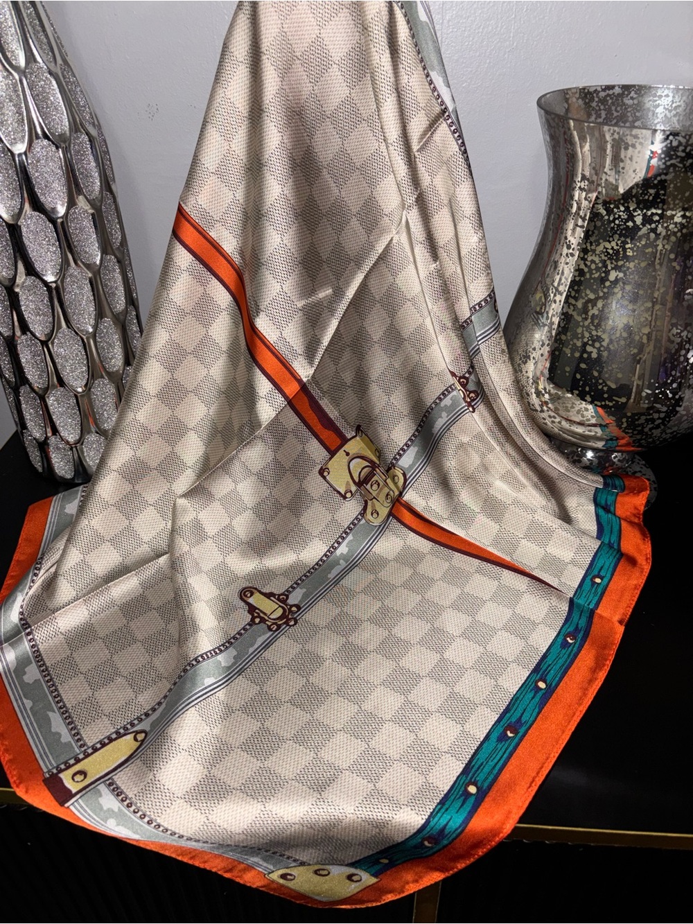 ✨ Chic Luxury-Inspired Trunk & Checkerboard Square Scarf ✨